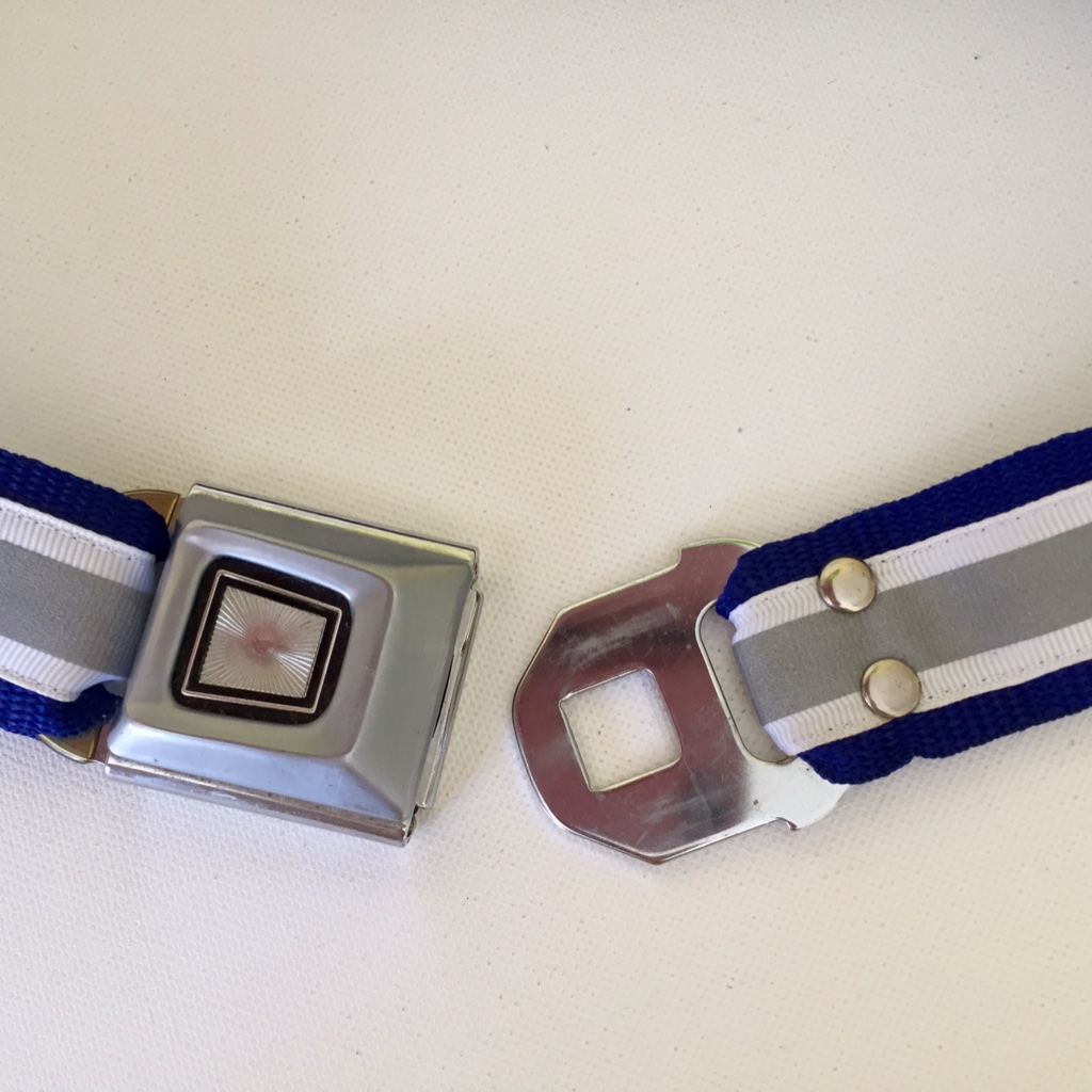 Original Carseat Buckle Belt With Reflector Band, Blue, Adjustable, New